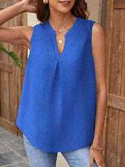 Notched Solid Color Tank Royal Blue / S