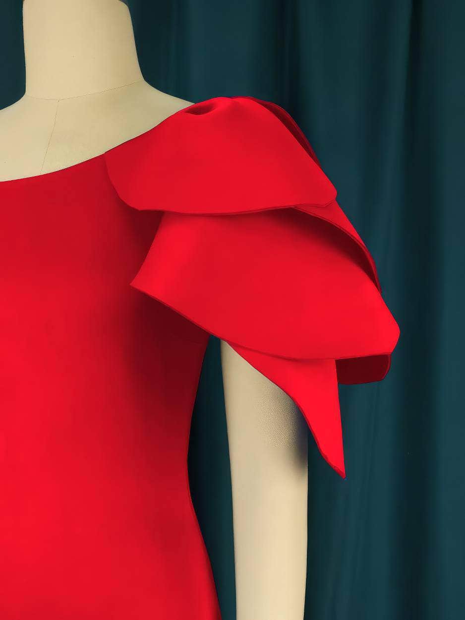 Off Shoulder Cascading Ruffles Bodycon Mini Dress