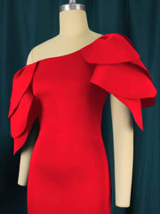 Off Shoulder Cascading Ruffles Bodycon Mini Dress