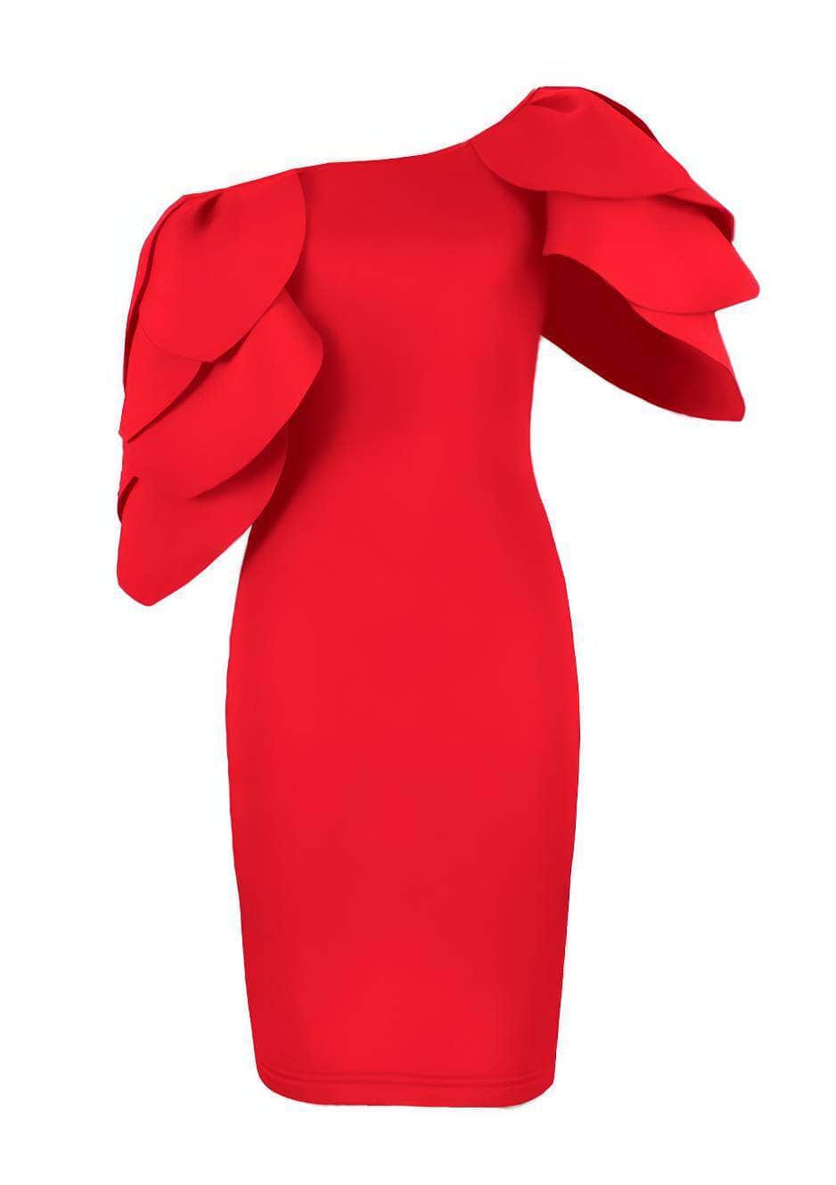 Off Shoulder Cascading Ruffles Bodycon Mini Dress