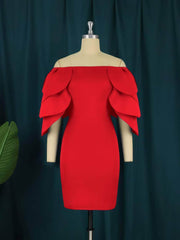 Off Shoulder Cascading Ruffles Bodycon Mini Dress