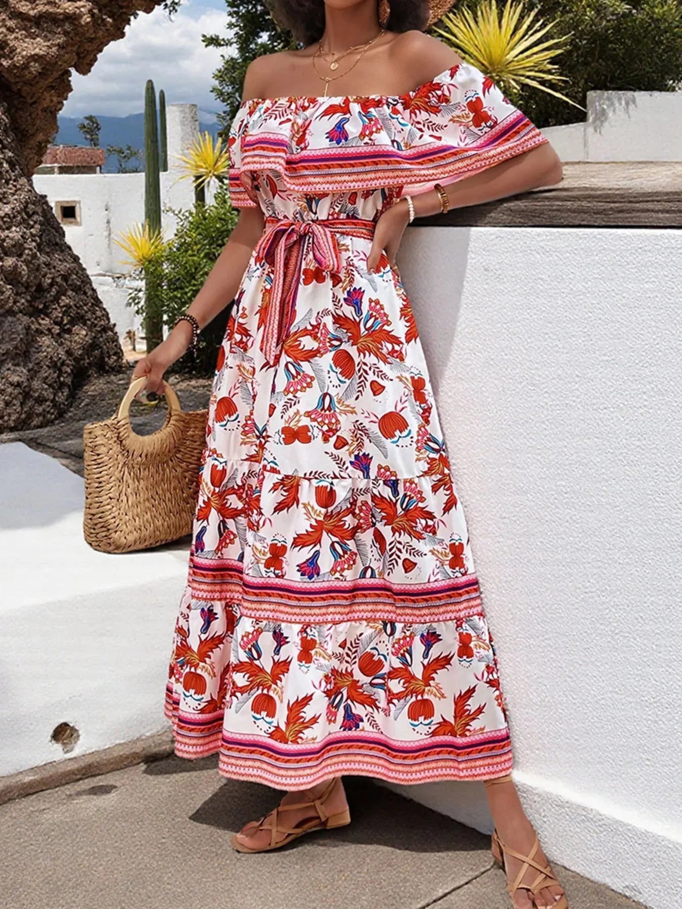 Off-Shoulder Floral Maxi Dress