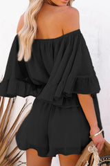 Off-Shoulder Romper with Elastic Waist