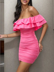 Off-Shoulder Ruffle Bodycon Dress