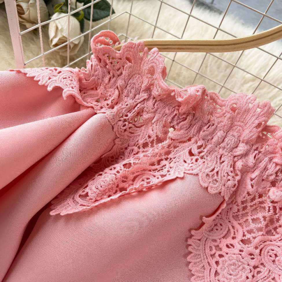 Off-shoulder Ruffled Exaggerated Sleeves Scalloped Dress