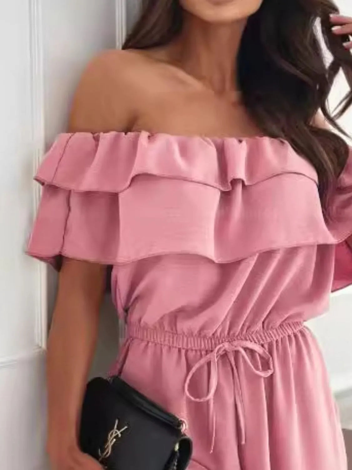 Off-Shoulder Ruffled Wide Leg Jumpsuit