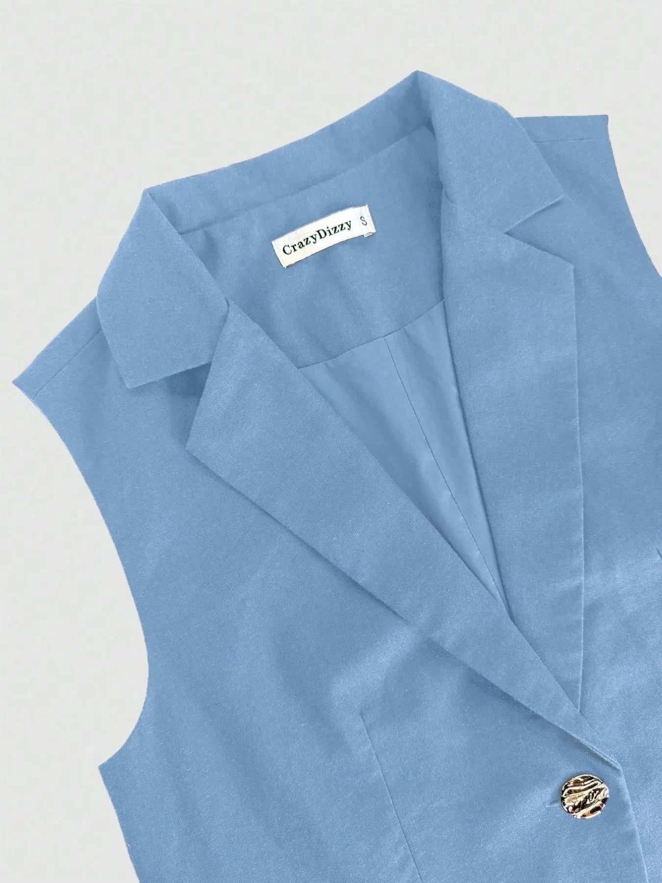 One Button Sleeveless Top and Pants Set