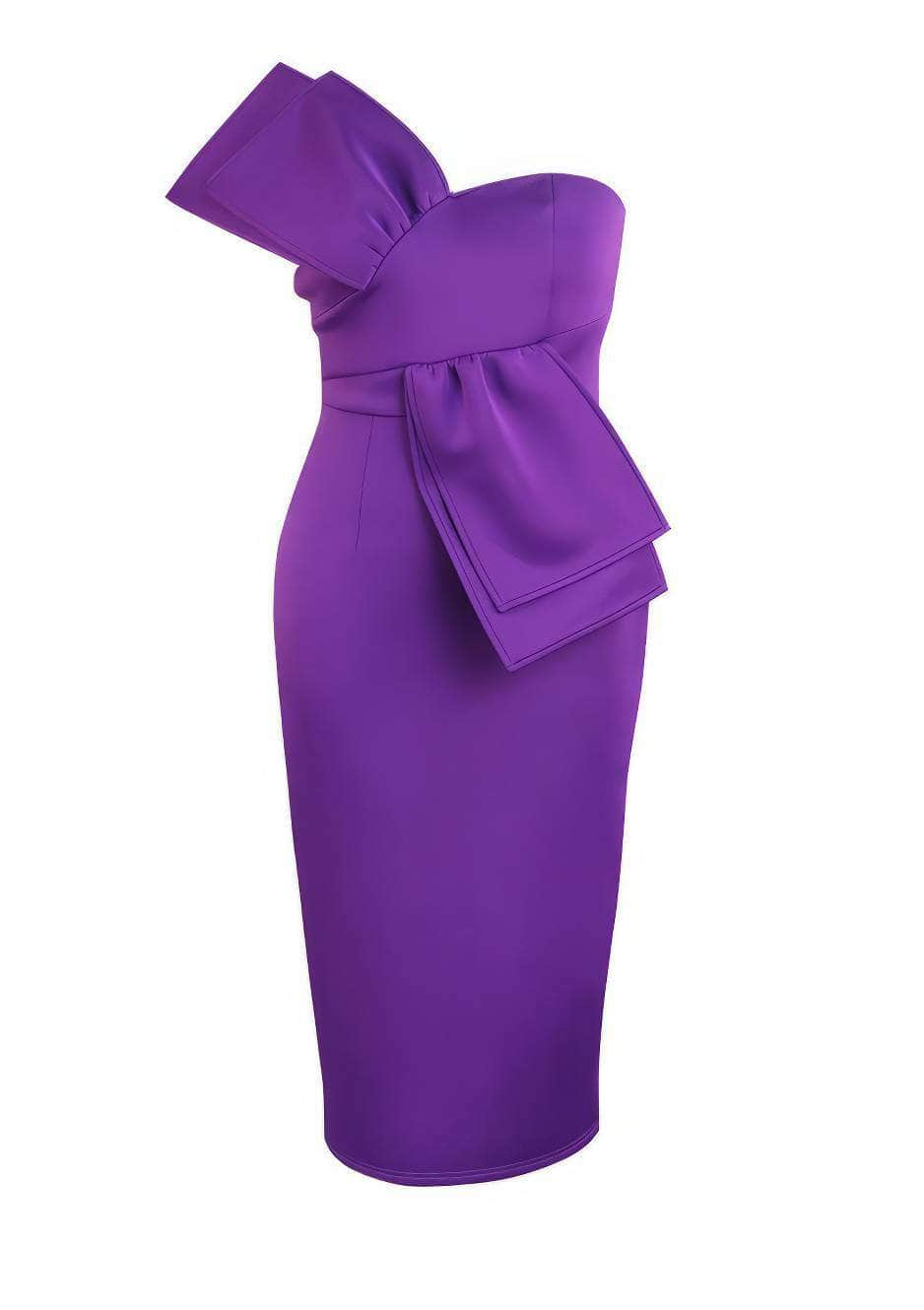 One Shoulder Large Bow Detail Bodycon Dress