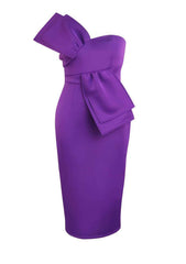 One Shoulder Large Bow Detail Bodycon Dress