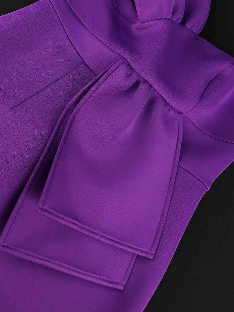 One Shoulder Large Bow Detail Bodycon Dress