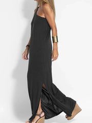 One-Shoulder Maxi Dress with Side Slit