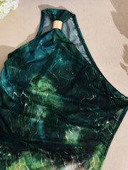 One Shoulder Printed Bodycon Maxi Dress