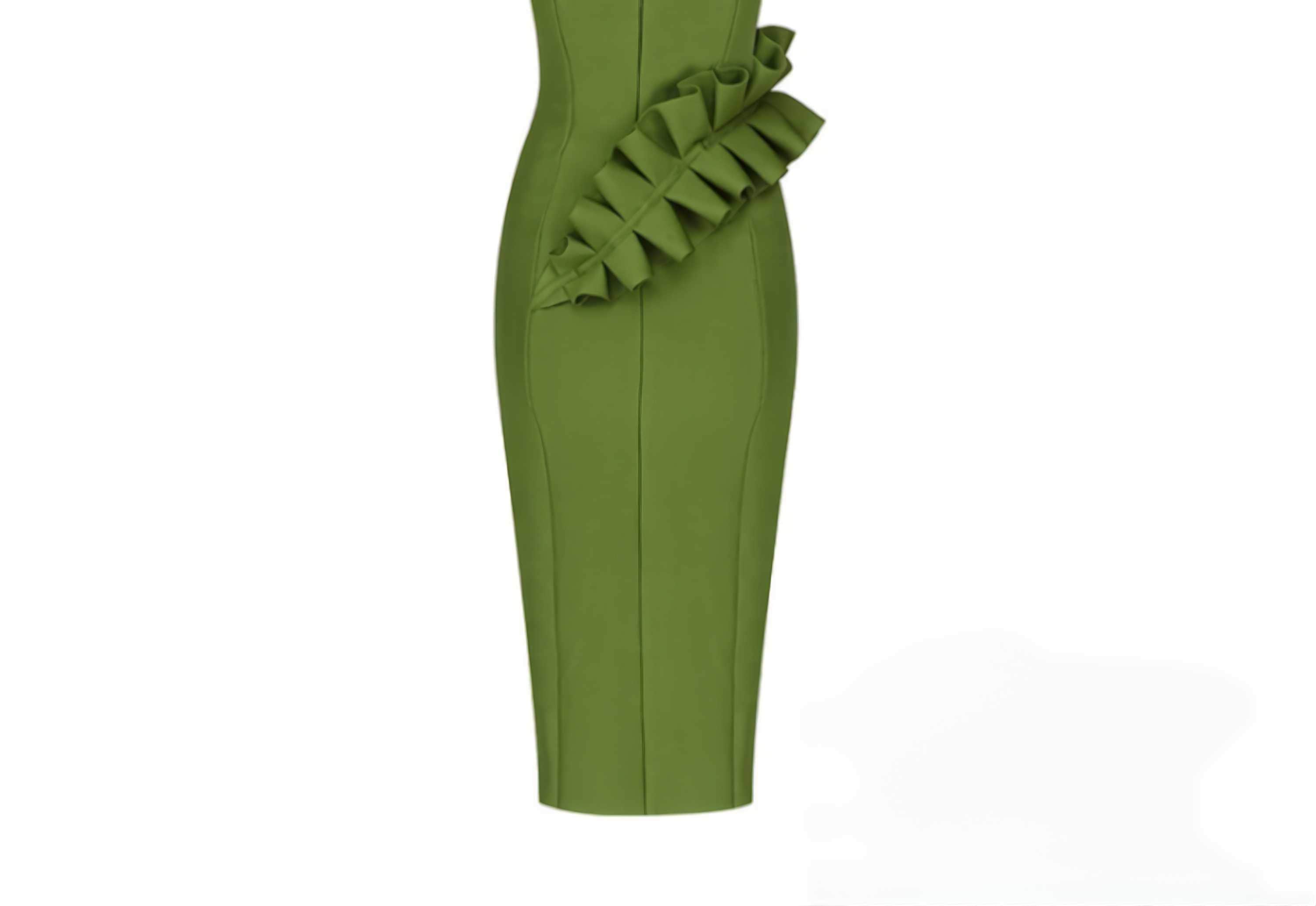 One-Strap Ruffle Detail Cocktail Split Dress