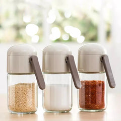 Onlycook glass seasoning bottle: press for pepper, salt, spice, sugar 180ml