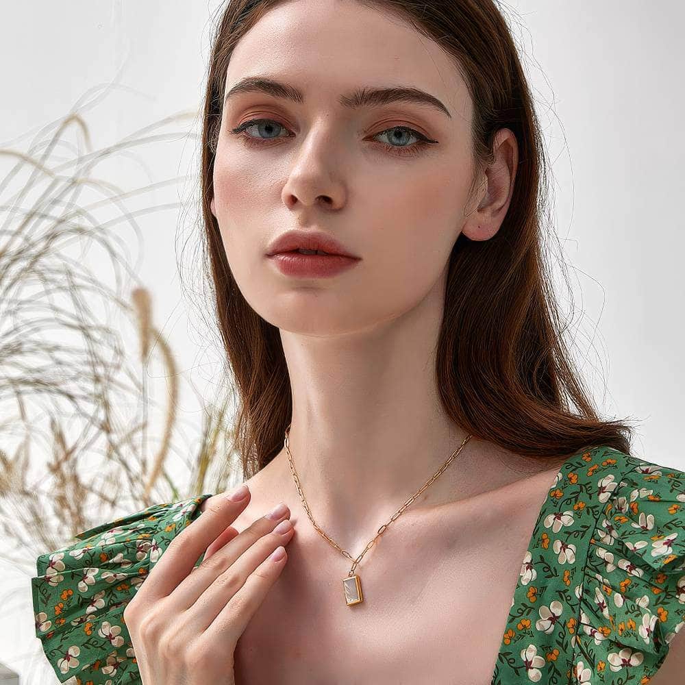 Opal Tablet Pendant Gold Necklace