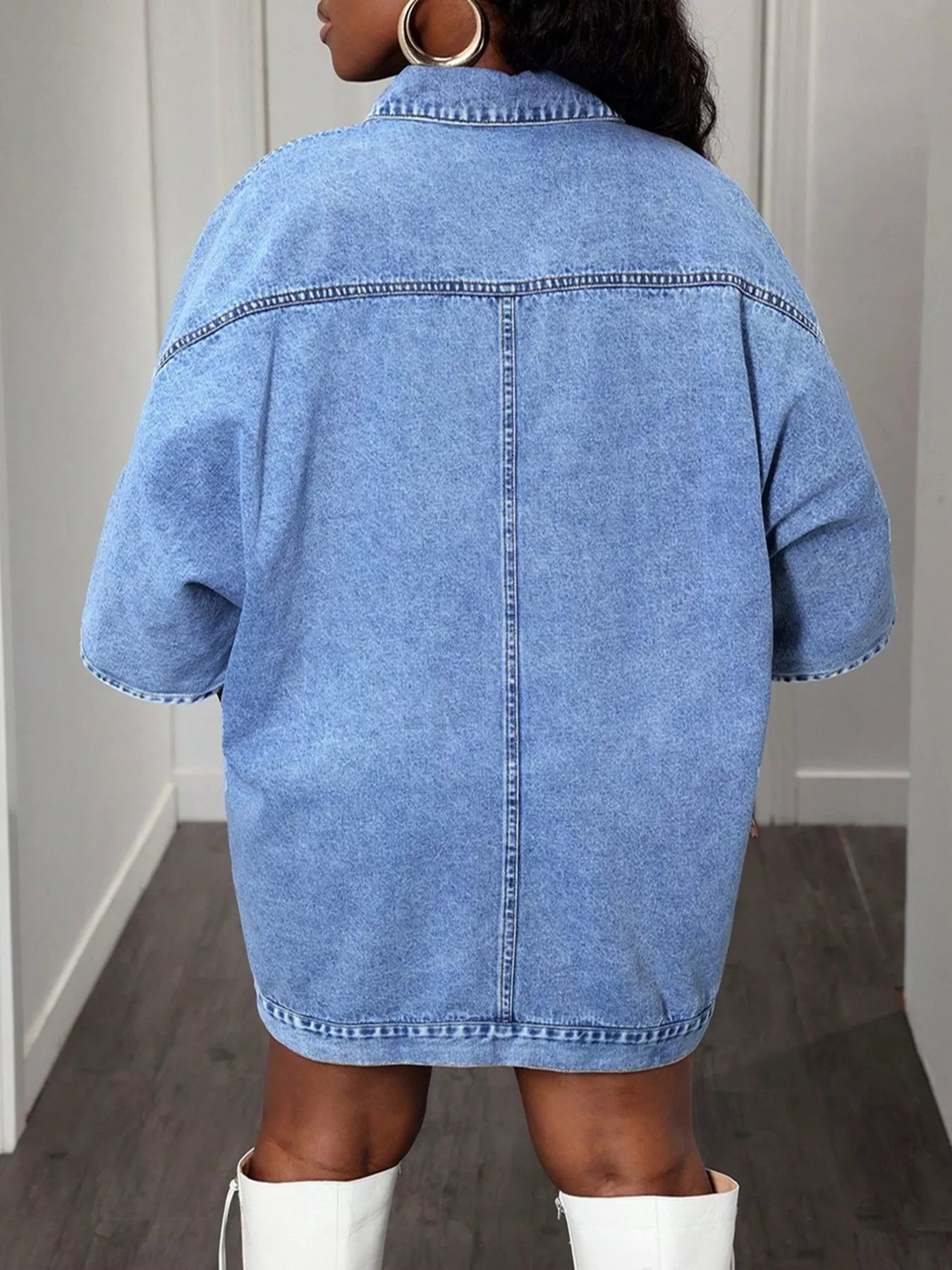 Oversized Batwing Sleeve Denim Top