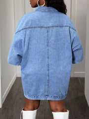 Oversized Batwing Sleeve Denim Top