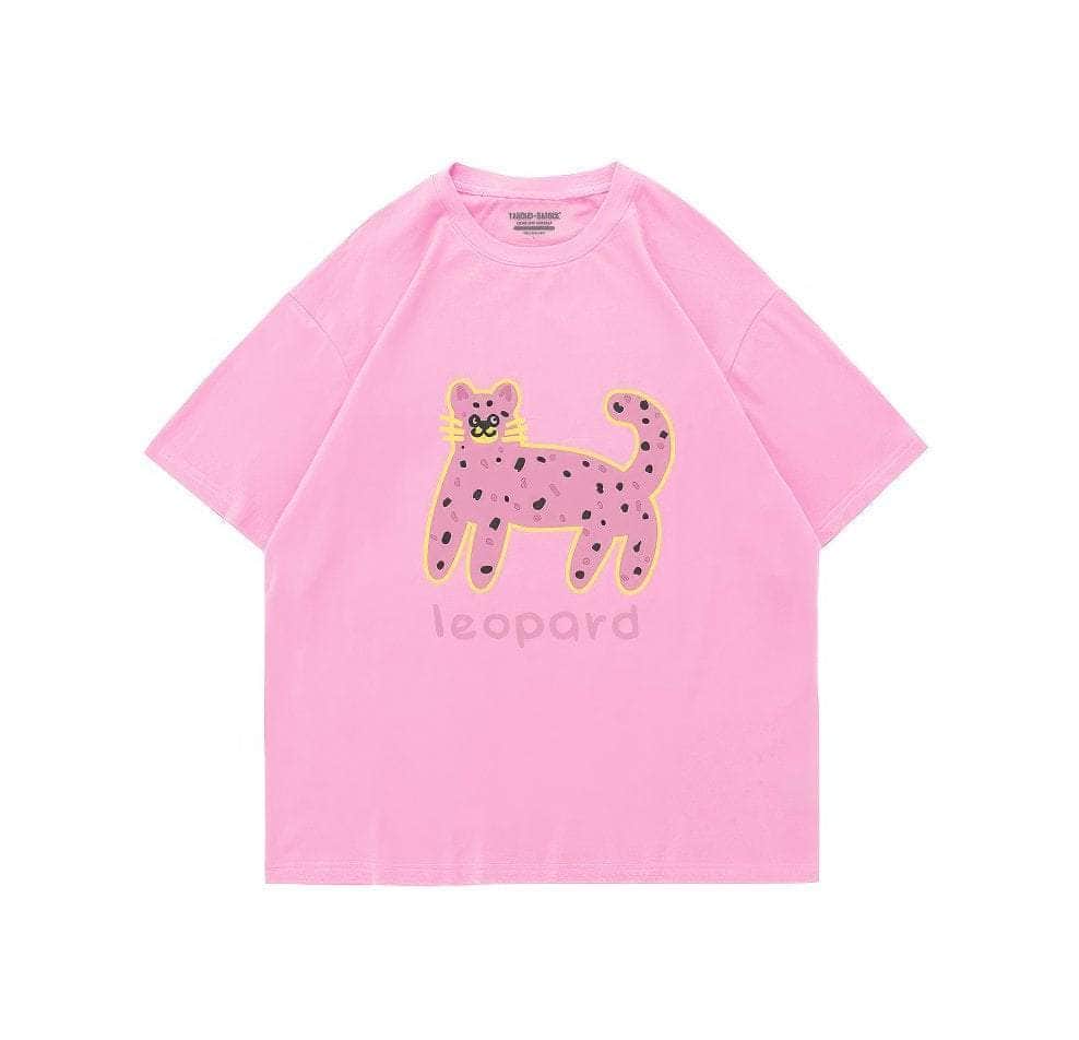 Oversized Leopard Print T-Shirt US 4 / Pink