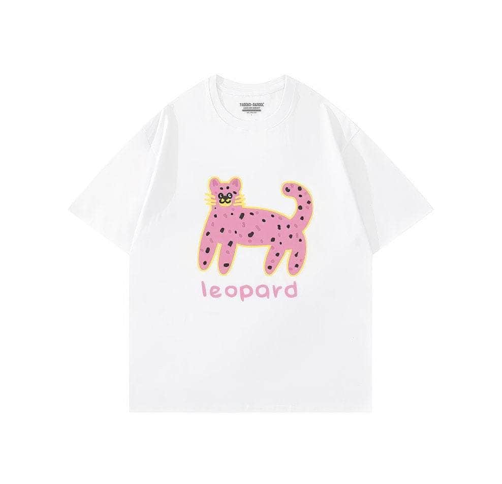 Oversized Leopard Print T-Shirt US 4 / White