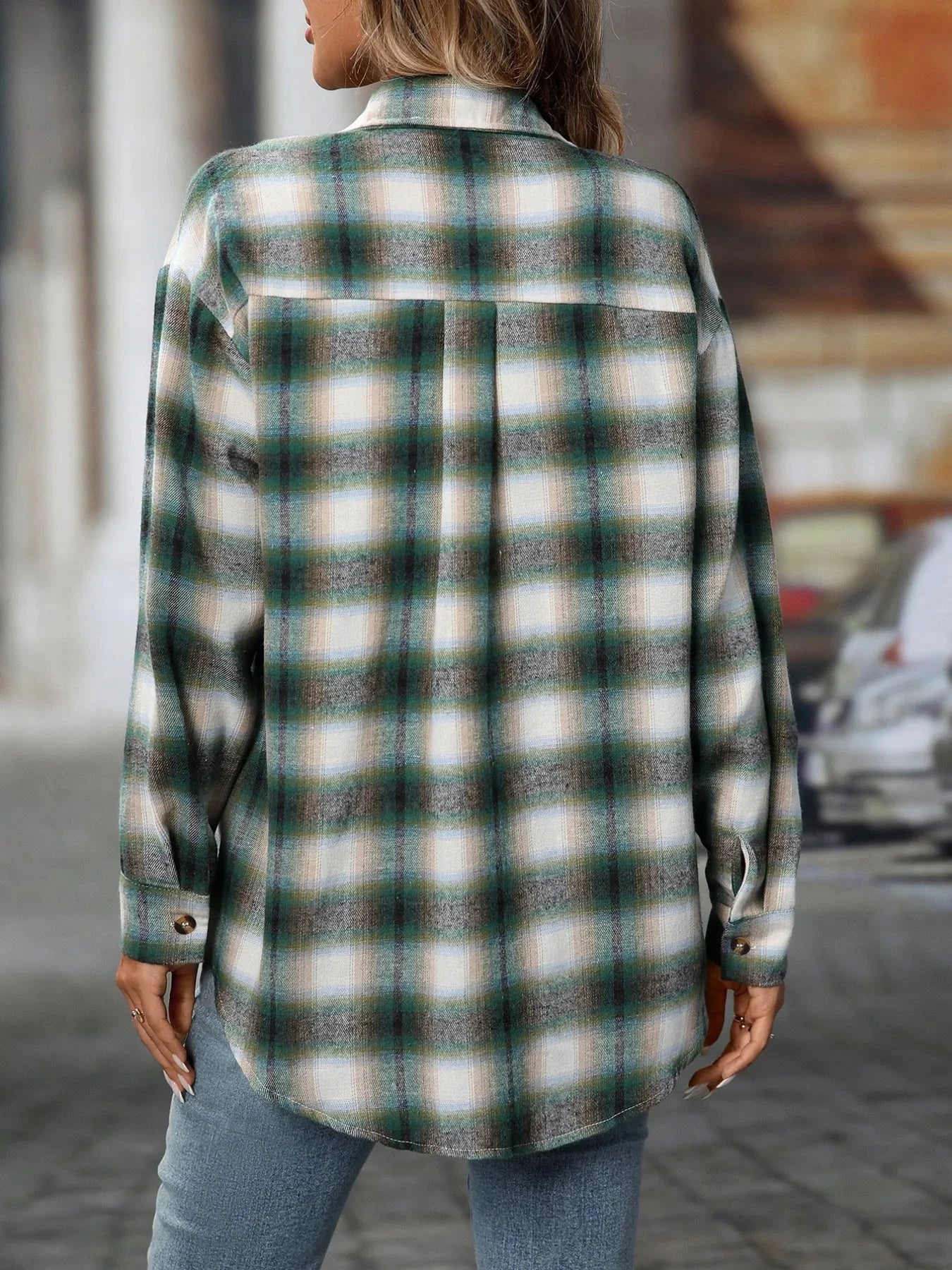 Oversized Plaid Button-Up Shirt