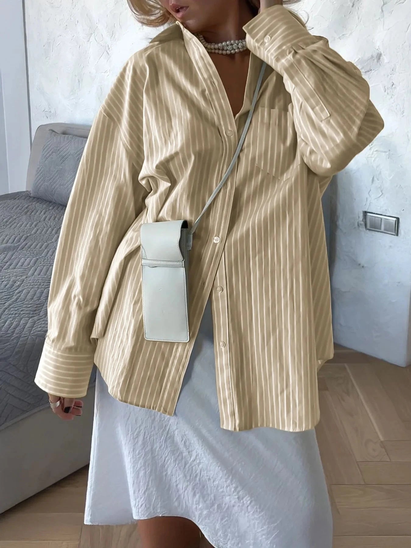 Oversized Striped Button-Down Shirt