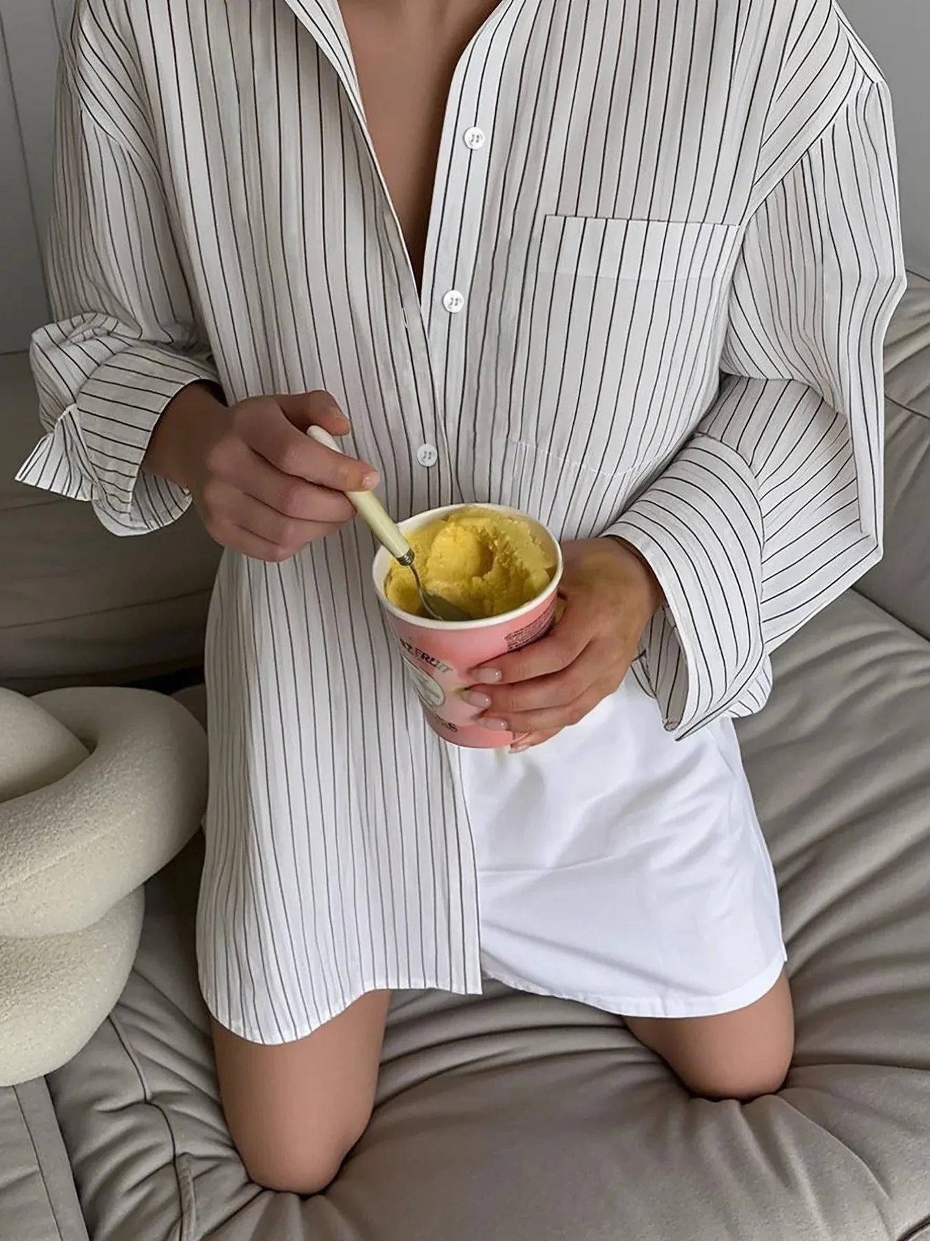 Oversized Striped Button-Down Shirt