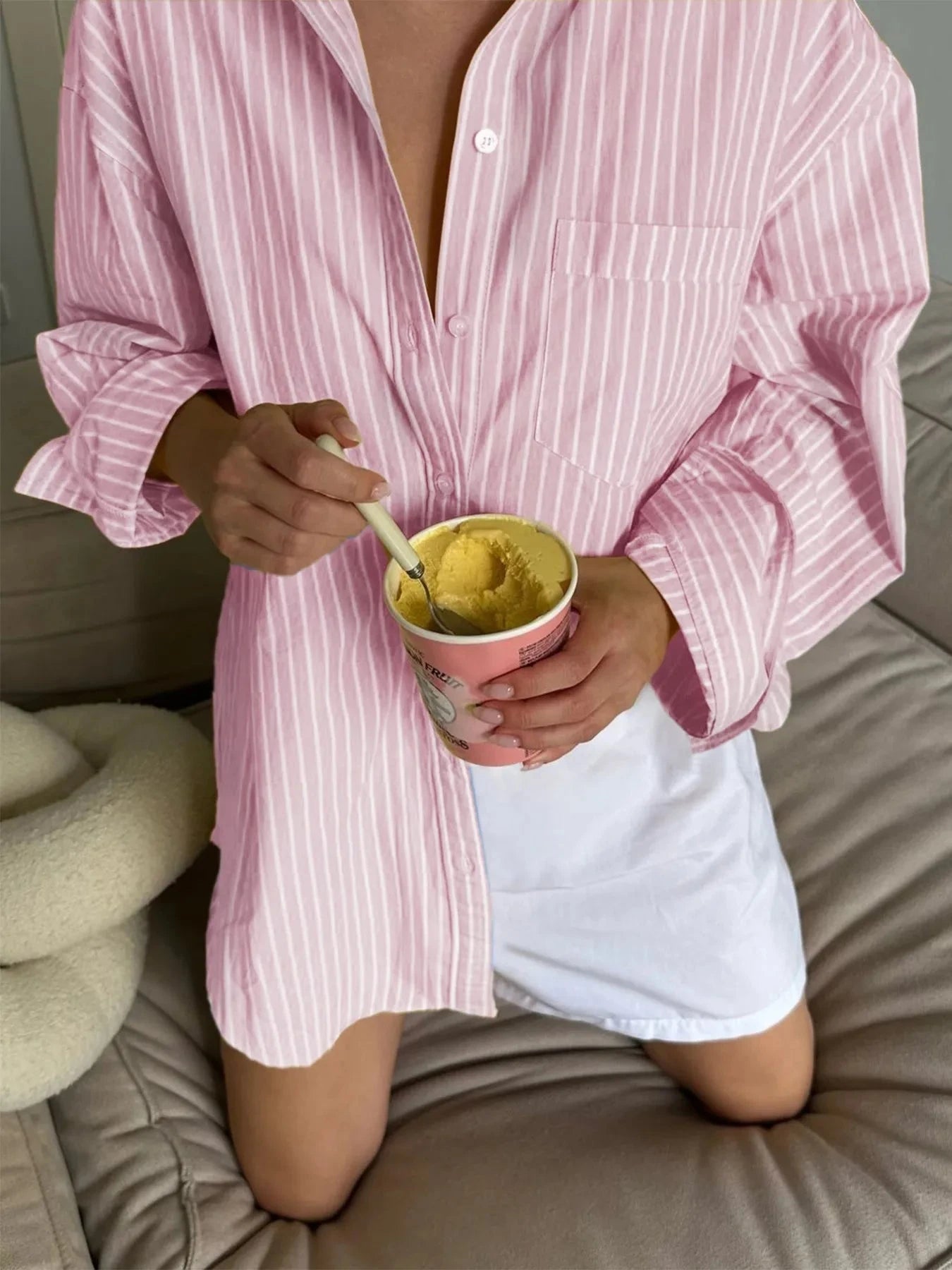 Oversized Striped Button-Down Shirt