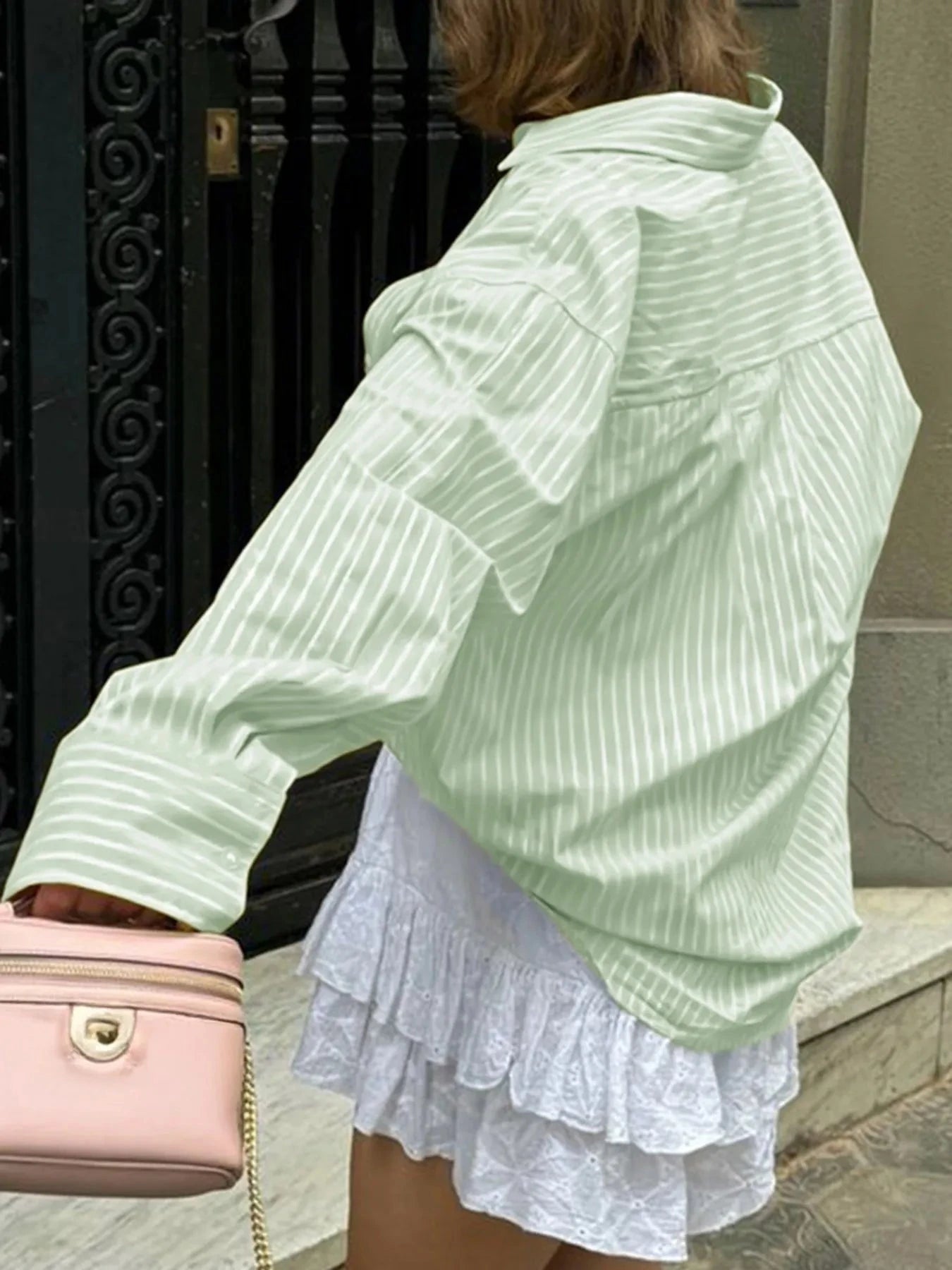 Oversized Striped Button-Down Shirt