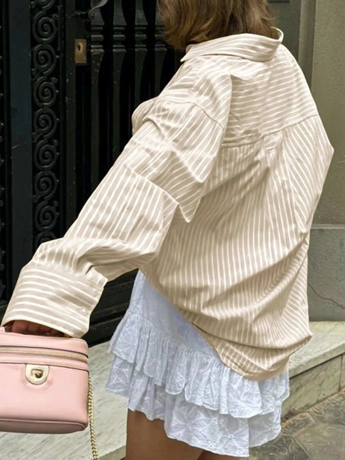 Oversized Striped Button-Down Shirt