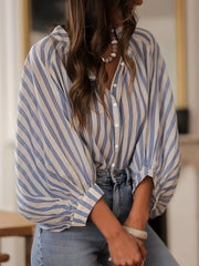Oversized Striped Button-Down Shirt Stripe / S