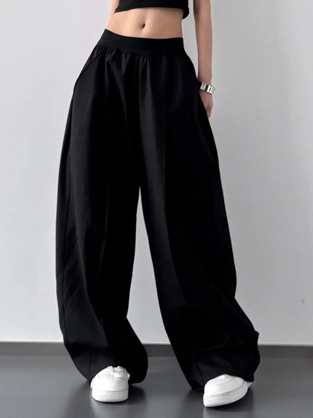Oversized Wide Leg Casual Pants Black Extended / S