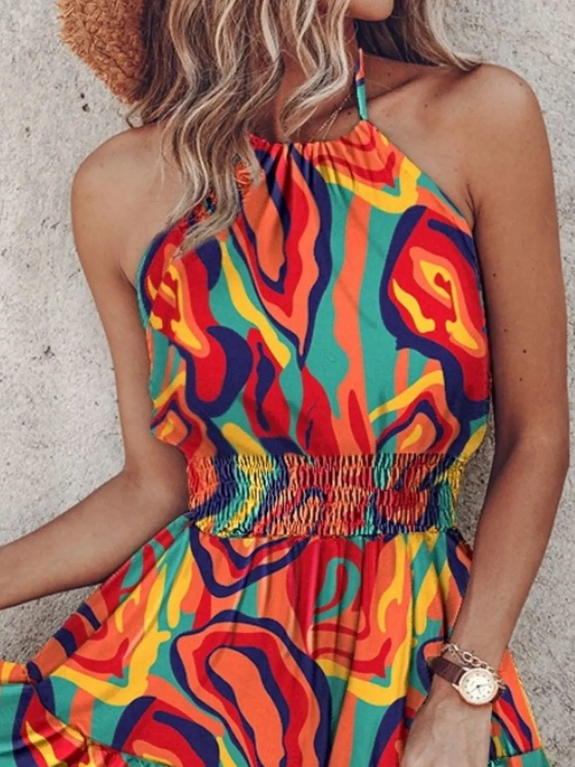Paisley Print Halter Neck Mini Dress