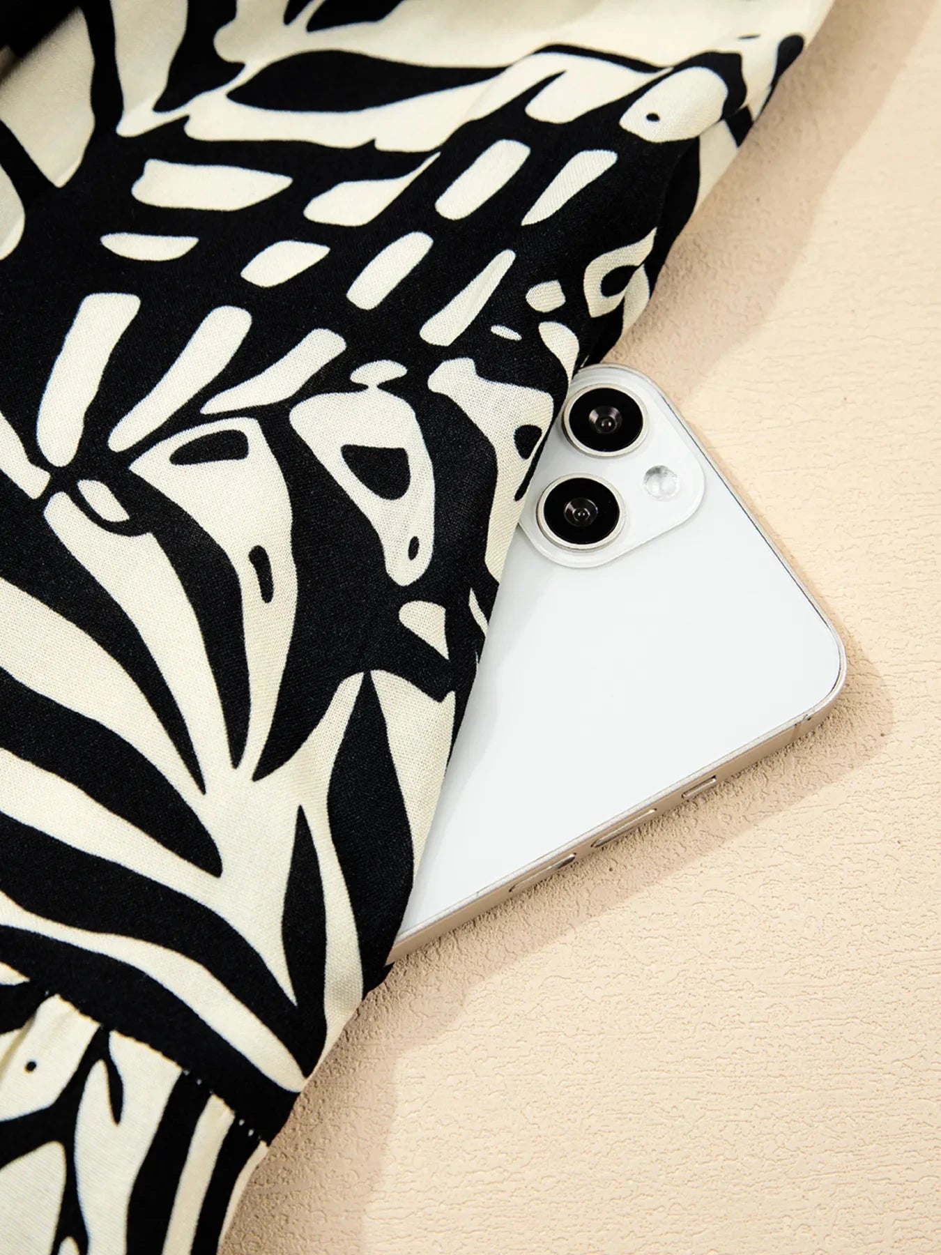 Palm Print Wrapped Spaghetti Straps Tiered Dress