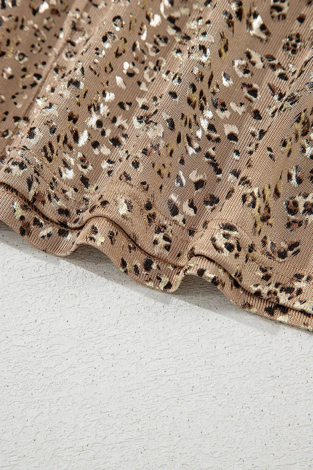 Parchment Shimmer Leopard Print Dolman Sleeve T Shirt