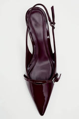 Patent Pointed Toe Slingback Kitten Heels