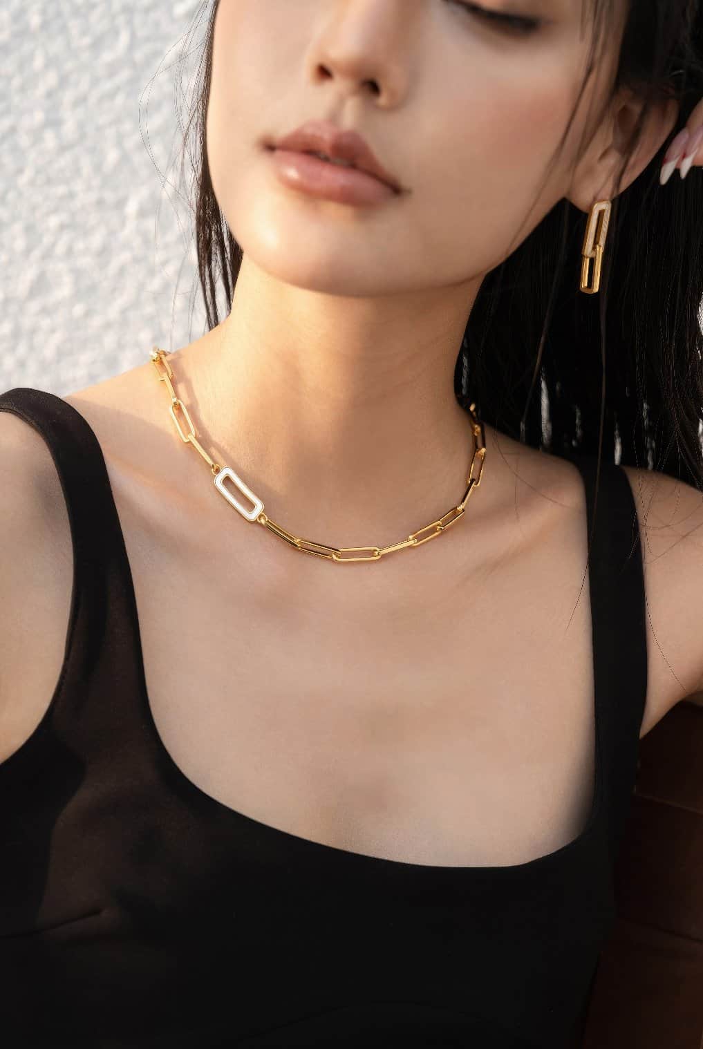 Pavé Diamond Paperclip Link Chain Necklace