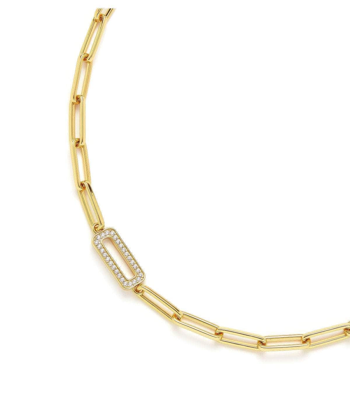 Pavé Diamond Paperclip Link Chain Necklace