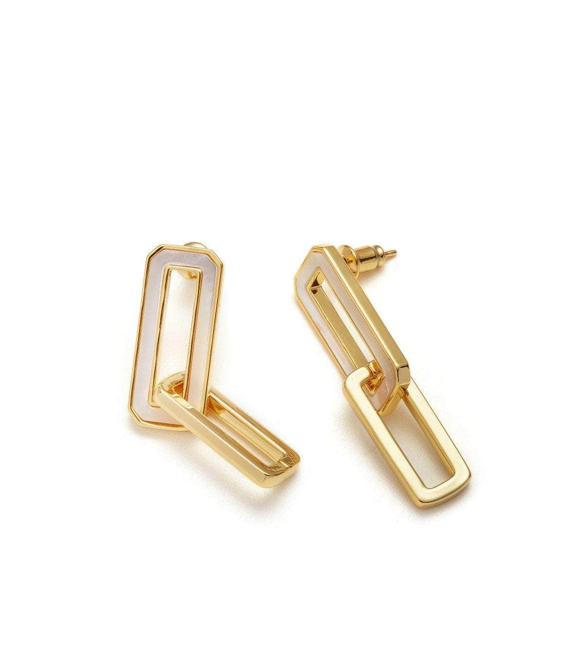 Pavé Diamond Paperclip Link Chain Necklace Earrings / Gold