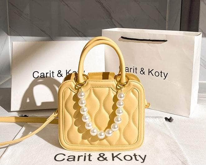 Pearl-Adorned Dainty Petite Bag Yellow