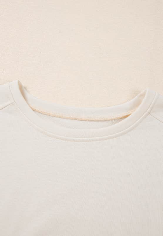 Pearl Detail Round Neck Half Sleeve Blouse