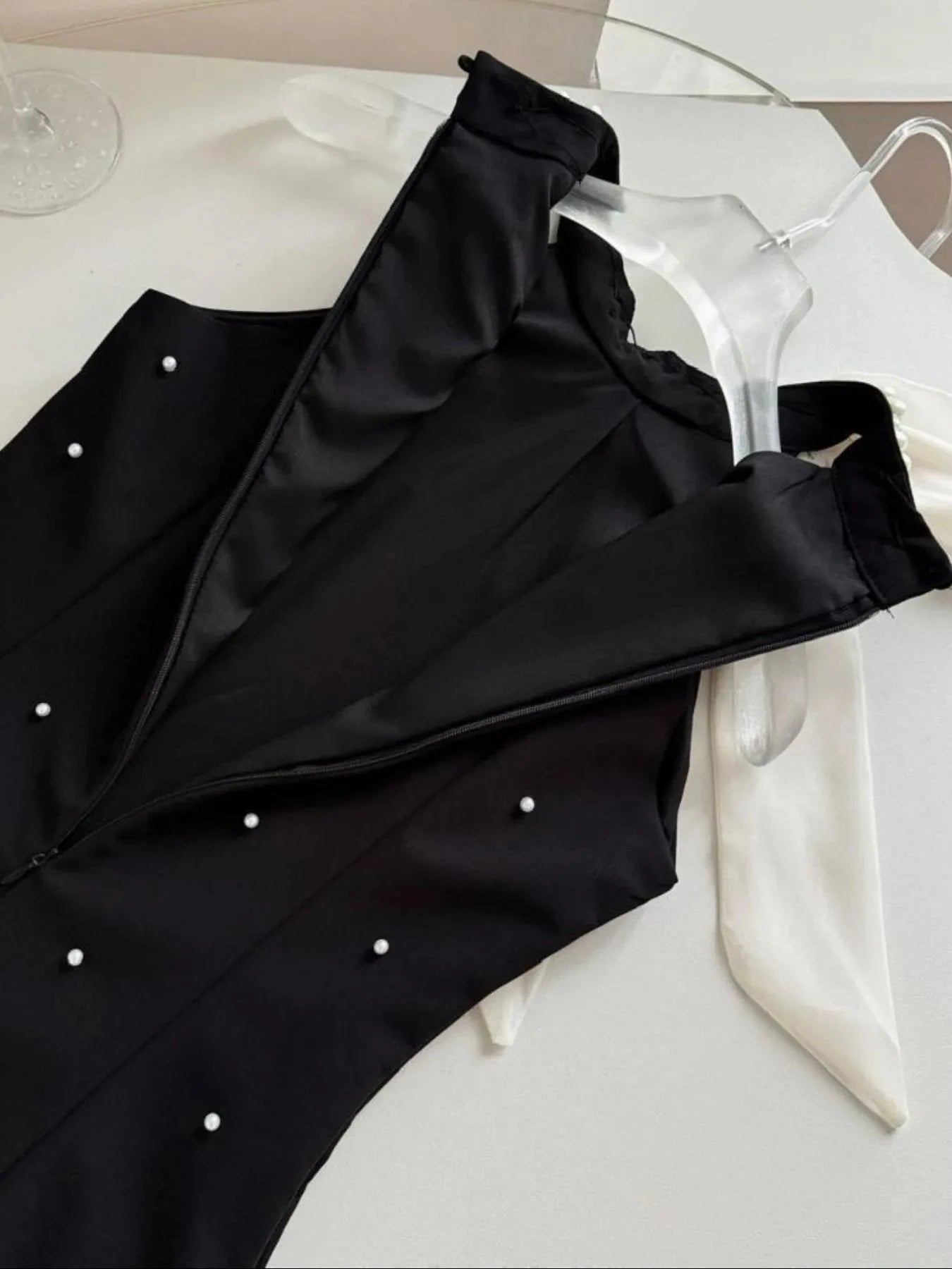 Pearl Detail Sleeveless Mini Dress