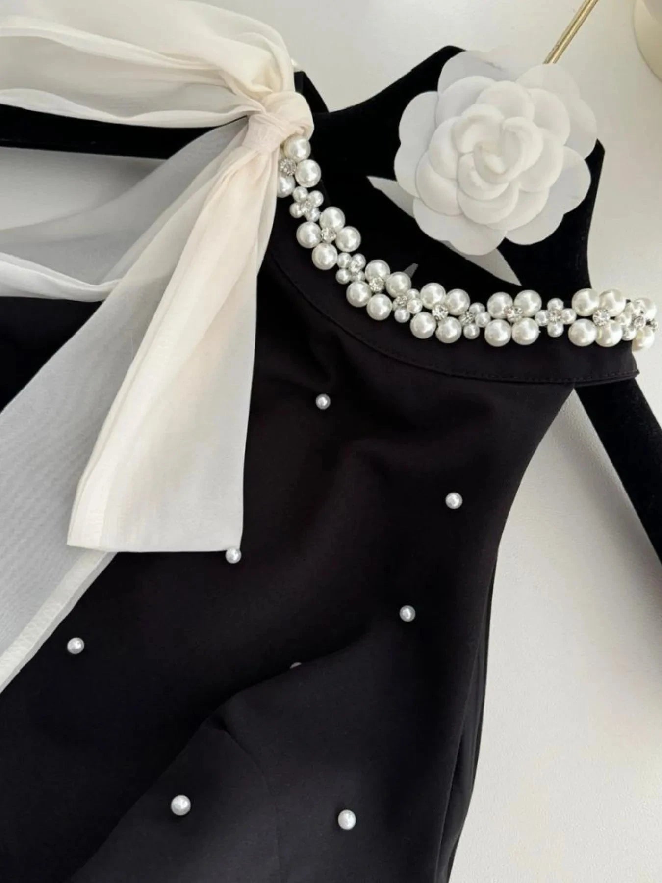 Pearl Detail Sleeveless Mini Dress