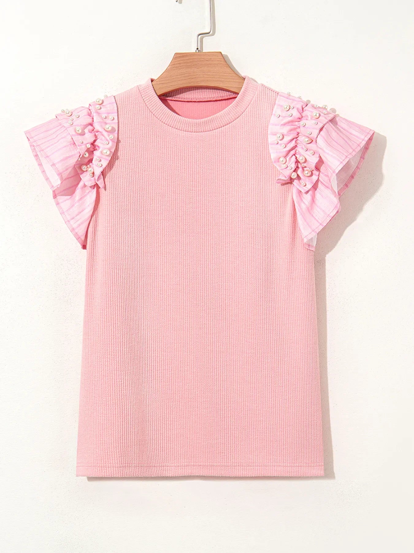 Pearl Embellished Ruffle Sleeve Blouse