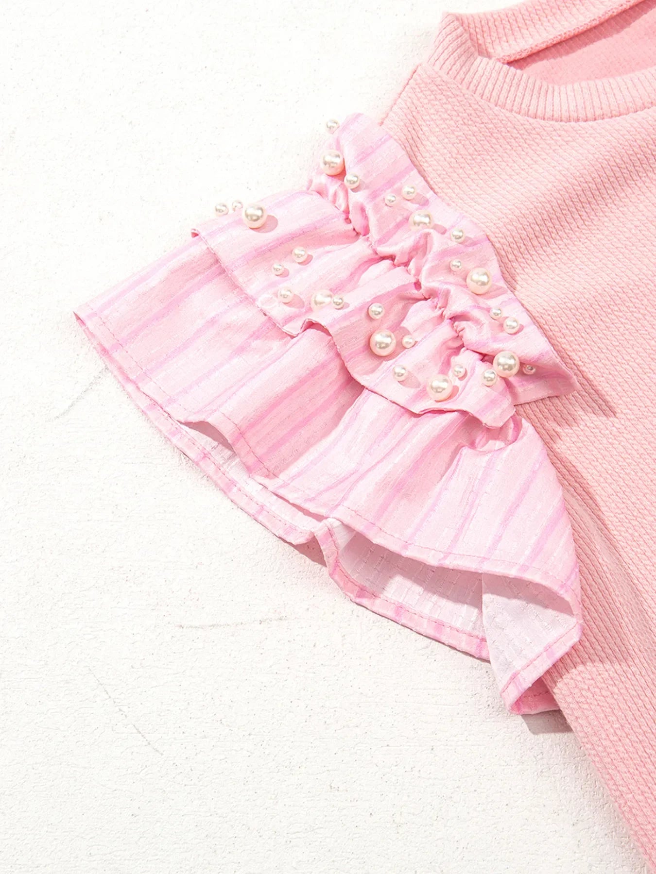 Pearl Embellished Ruffle Sleeve Blouse