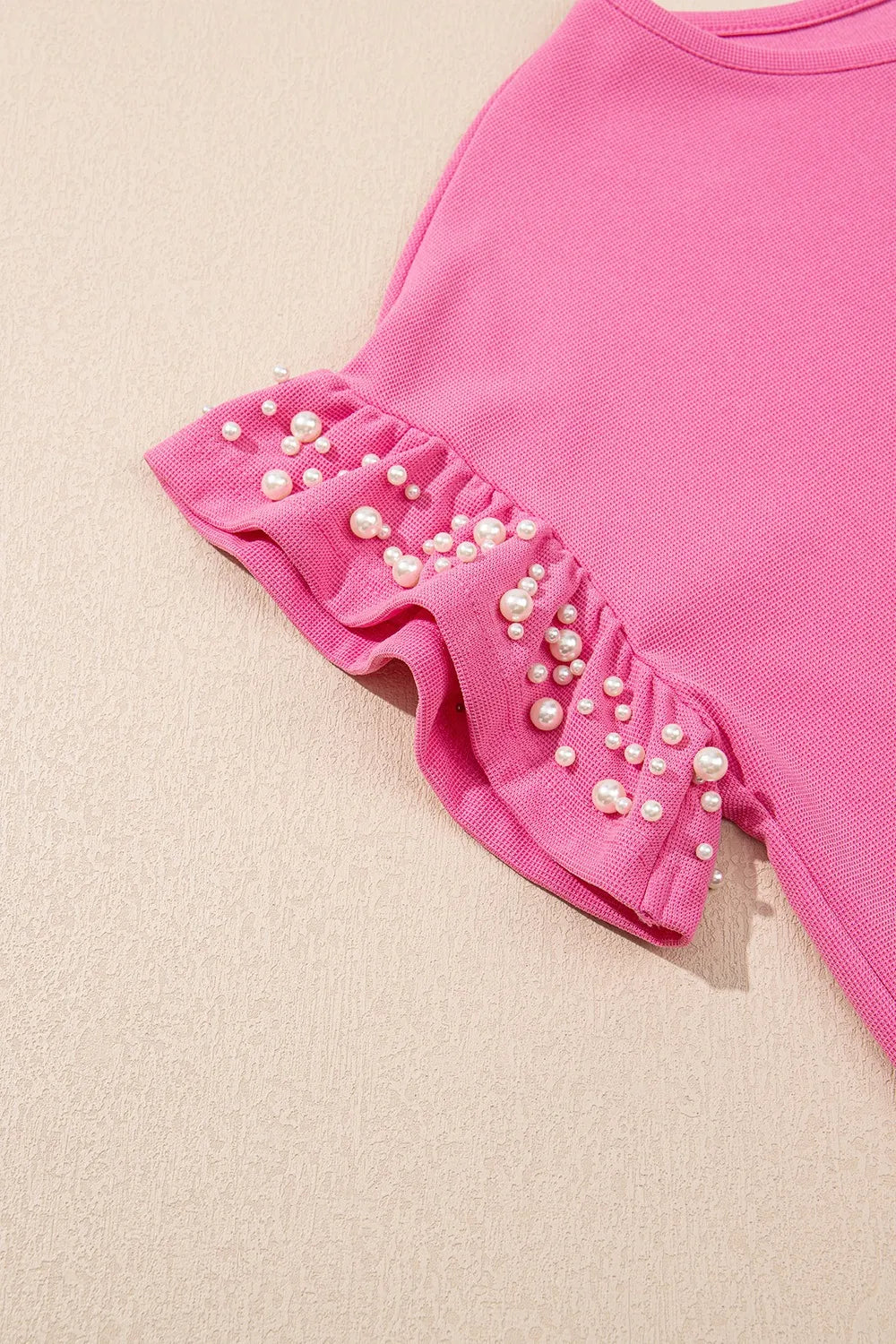 Pearl Embellished Top and Shorts Set