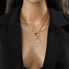 Pearl Pendant Necklace: Punk Street Trend Chain Jewelry N2260