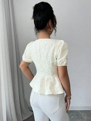 Peplum Button-Front Blouse