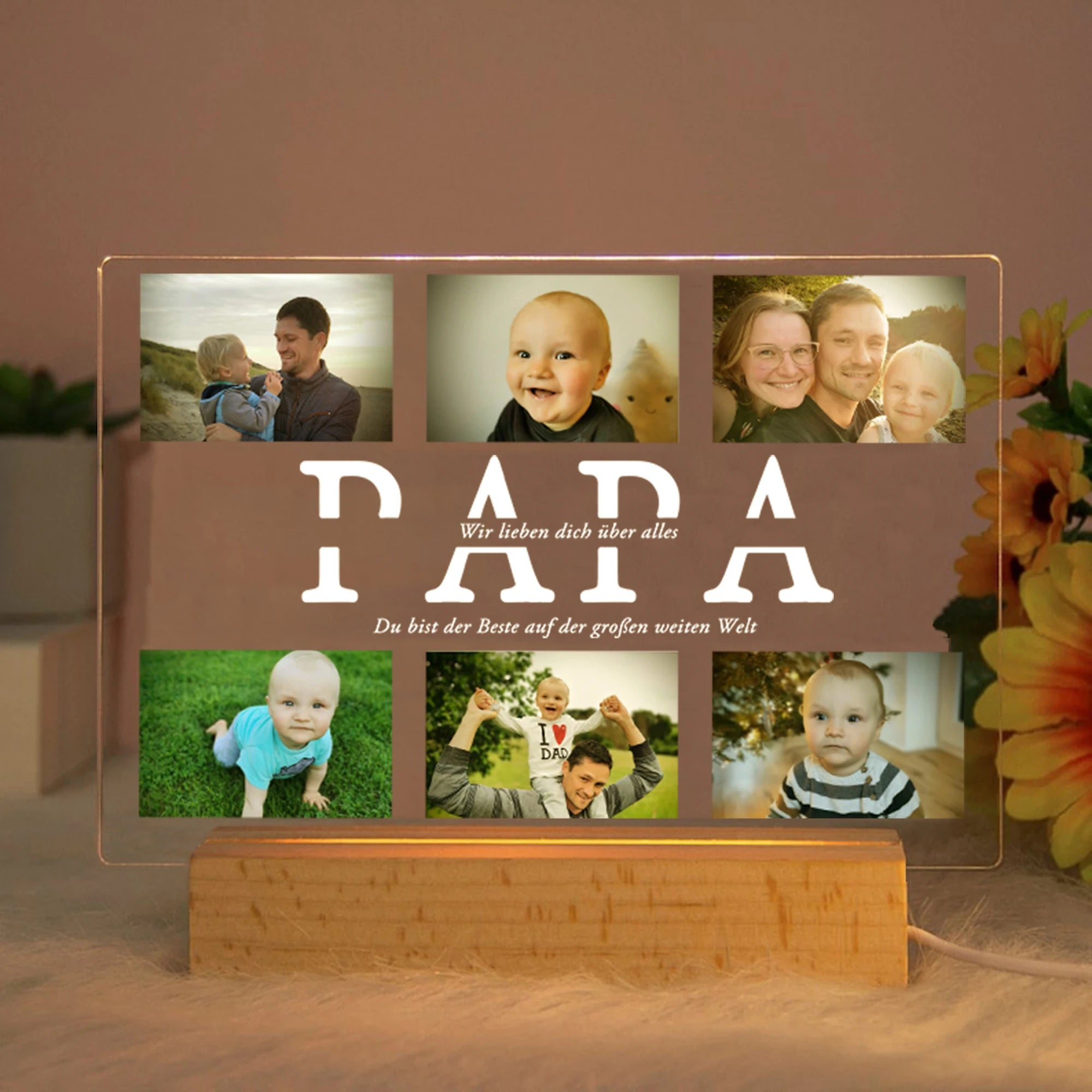 Personalized 3D acrylic lamp with custom photo and text
