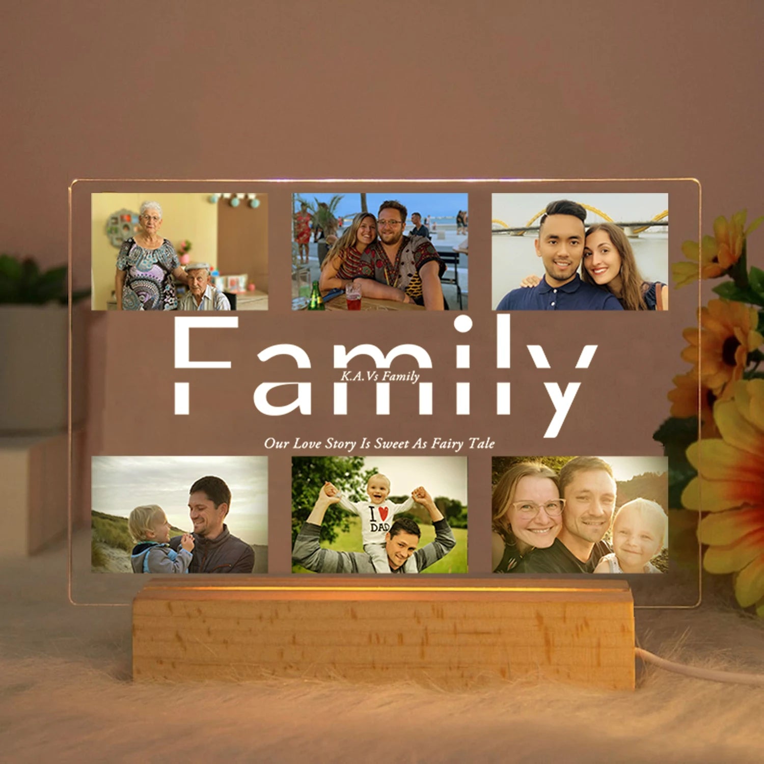 Personalized 3D acrylic lamp with custom photo and text