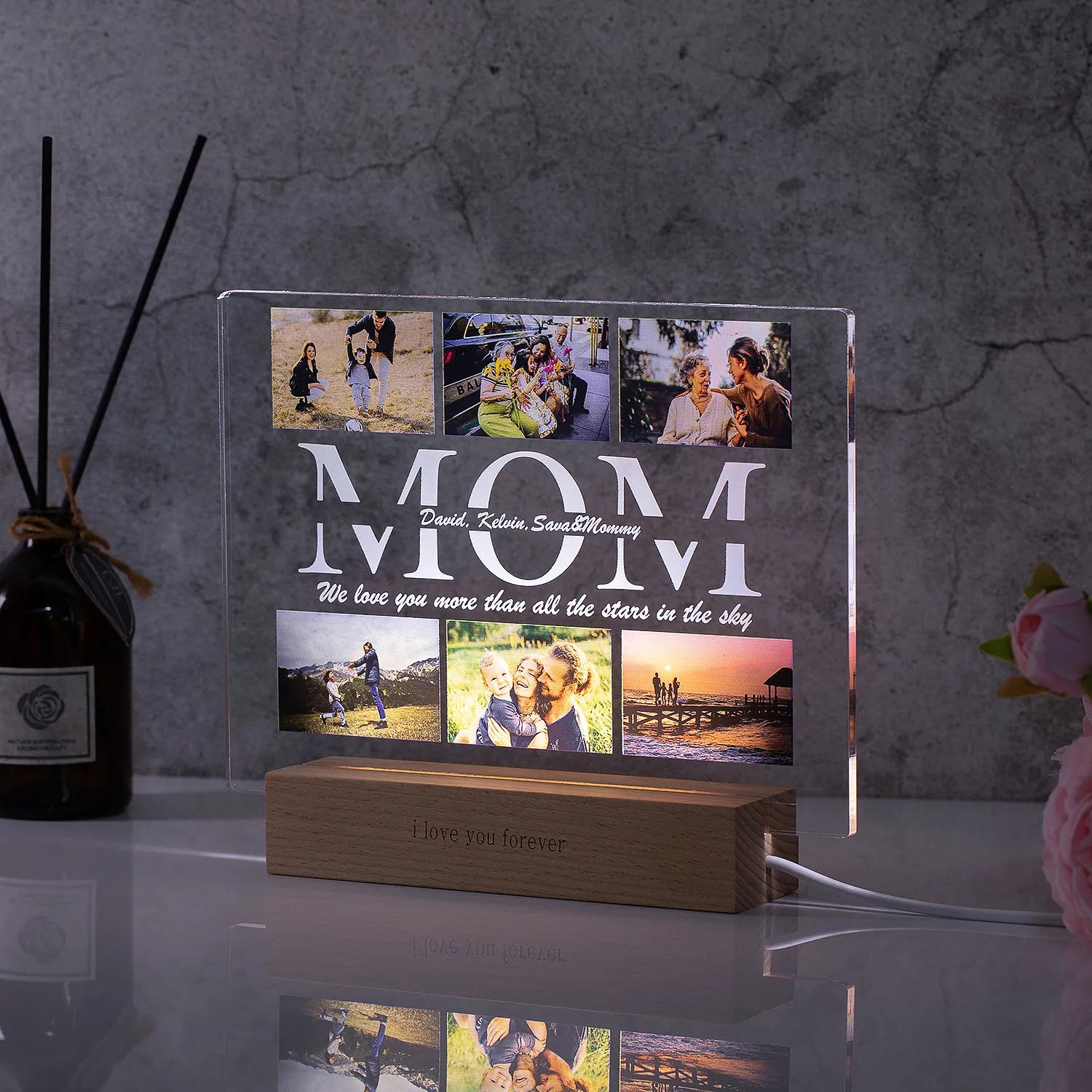 Personalized 3D acrylic lamp with custom photo and text